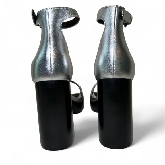 Rag & Bone Women's Silver Leather Matrix Platform Sandal, US 8, EU 38, NIB - Picture 6 of 14